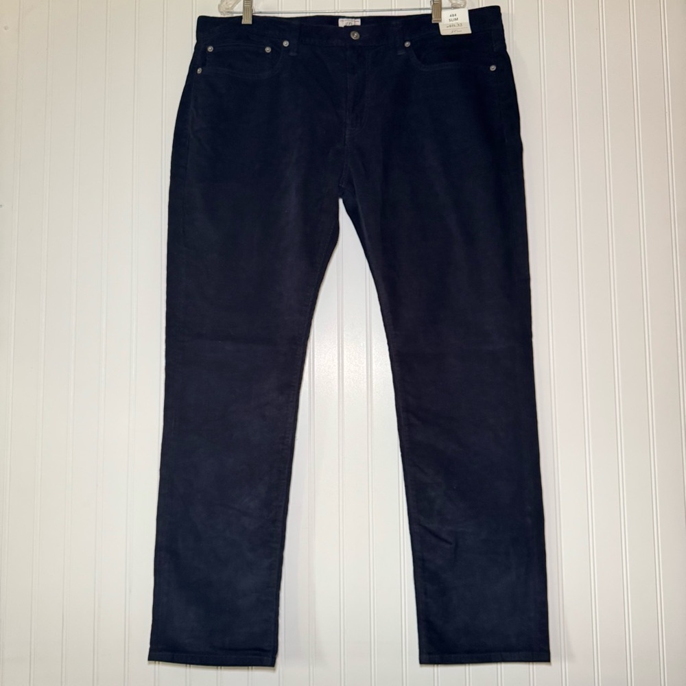 J. Crew 484 Slim Corduroy Pants Men's‎ Size W40 X L32 Blue Zip Closure Pockets